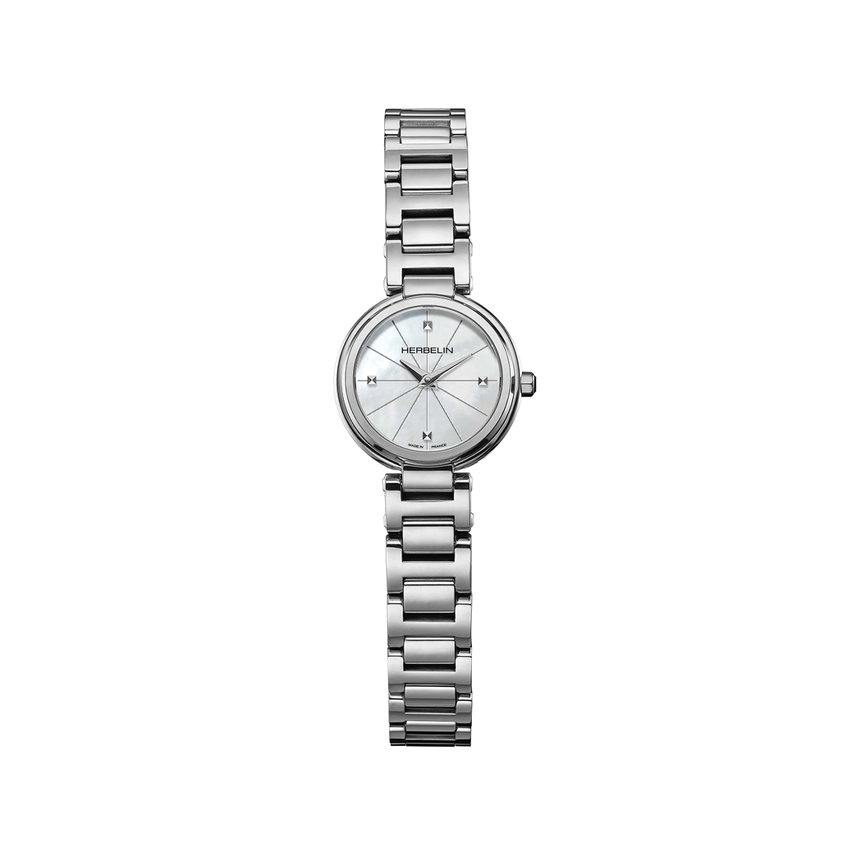 montre quartz femme herbelin acier & nacre