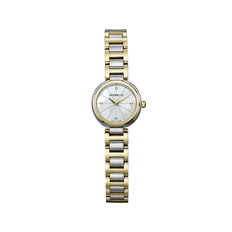 montre quartz femme herbelin nacre blanche & bicolore