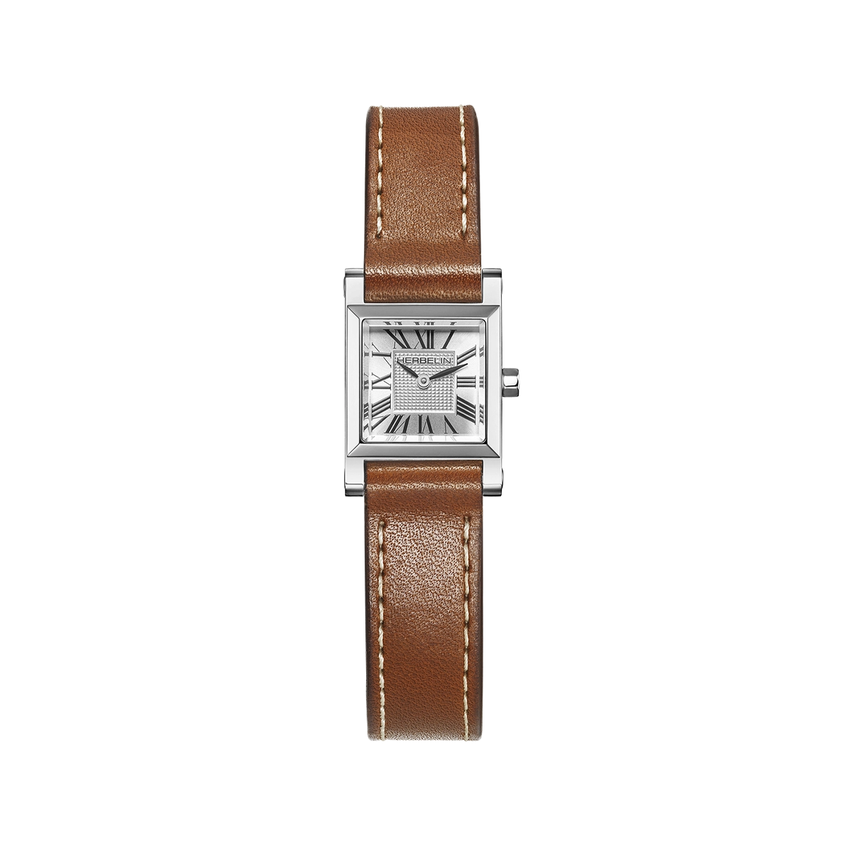 montre quartz femme herbelin acier & cuir camel